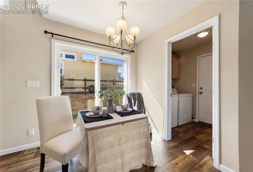 Dining Nook with entry into the Laundry Room