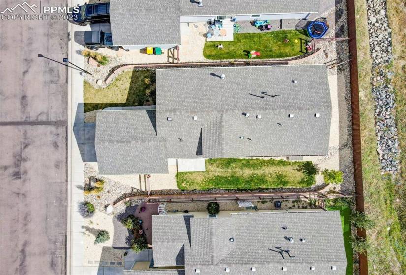 Aerial view of home and lot