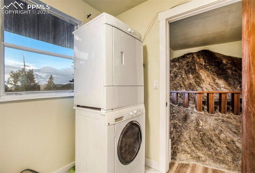 Laundry room and 'Theater Rock' lower level
