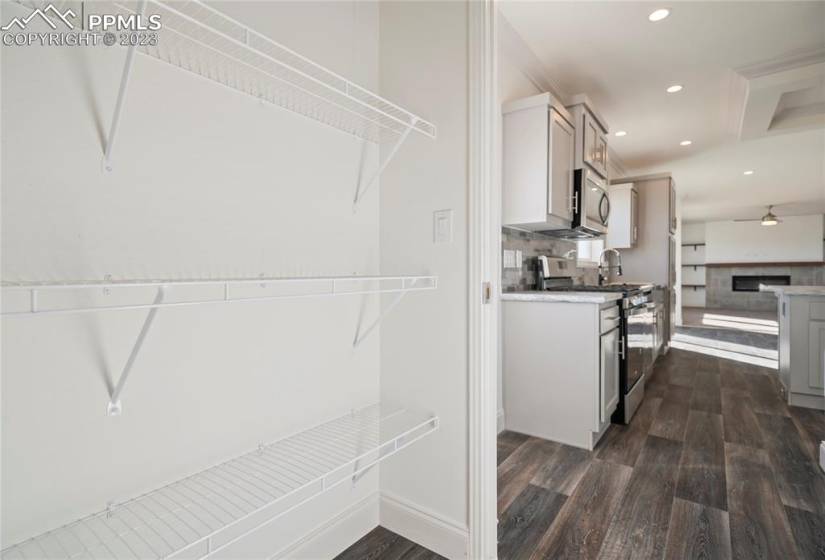 ample storage right off the kitchen.
