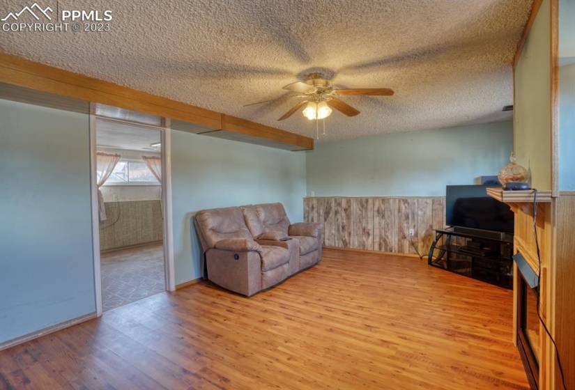 Family room with fireplace