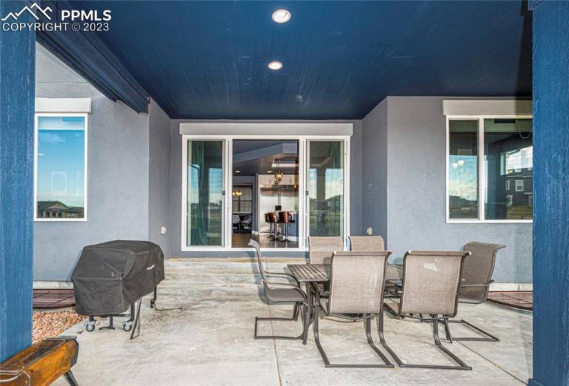 Huge covered patio with large sliding doors to kitchen. Gas line for your grill or outdoor kitchen.