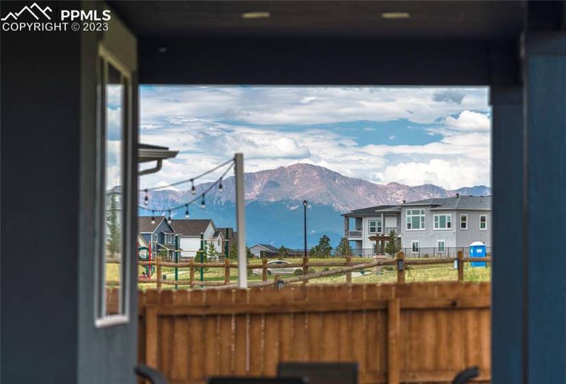 View of Pike's Peak from the covered patio. Gorgeous sunsets.