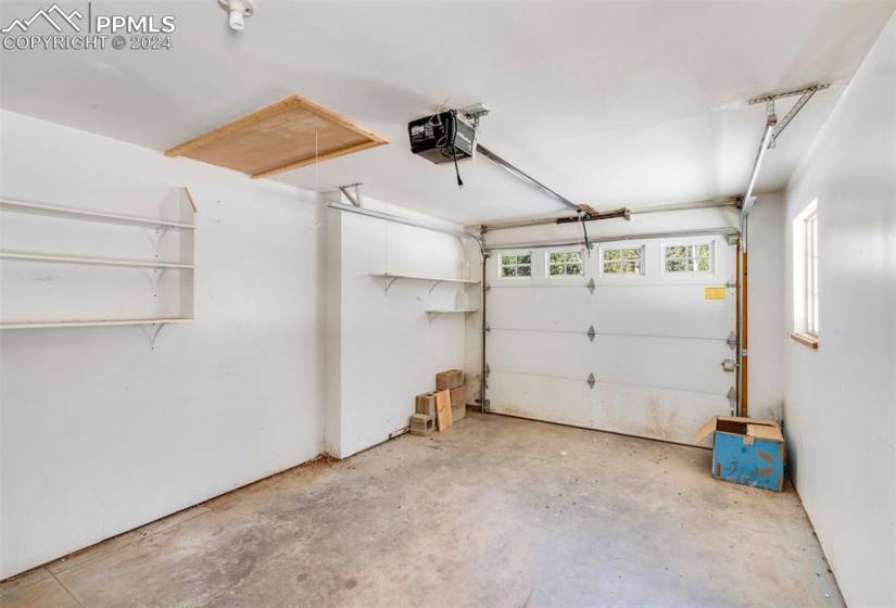 Single car garage with attic access