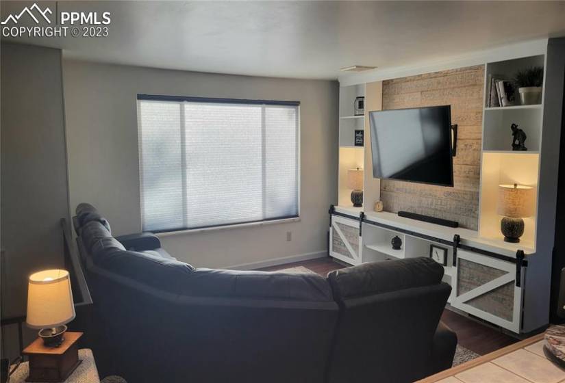 Living Room with built in entertainment center
