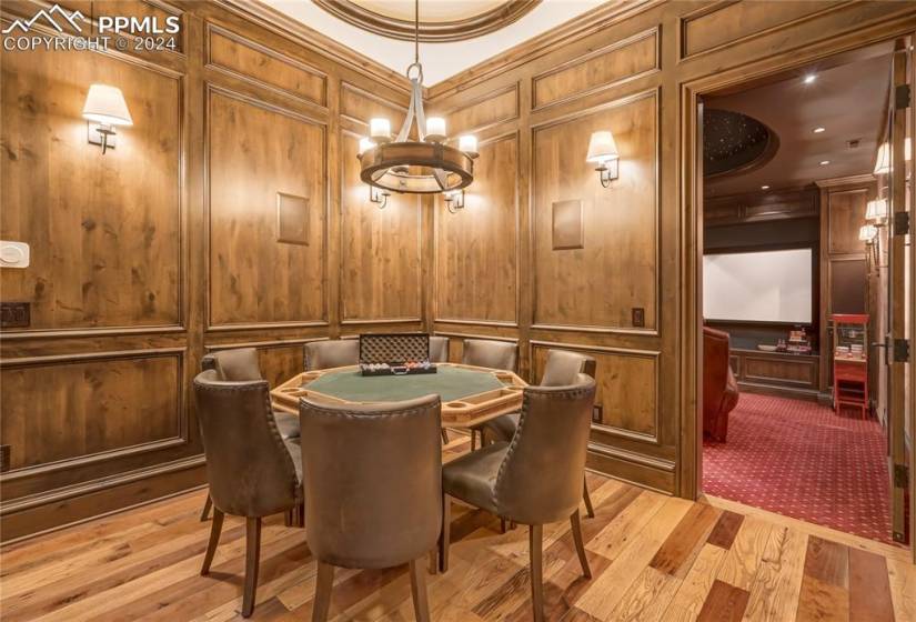 Gorgeous game/poker room with rich wood