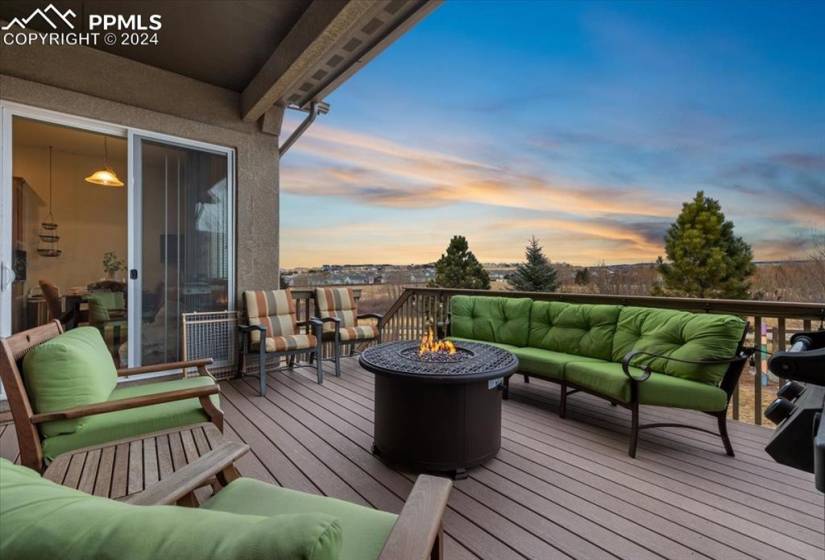 Enjoy gorgeous sunsets and mountain views on the backyard composite deck.
