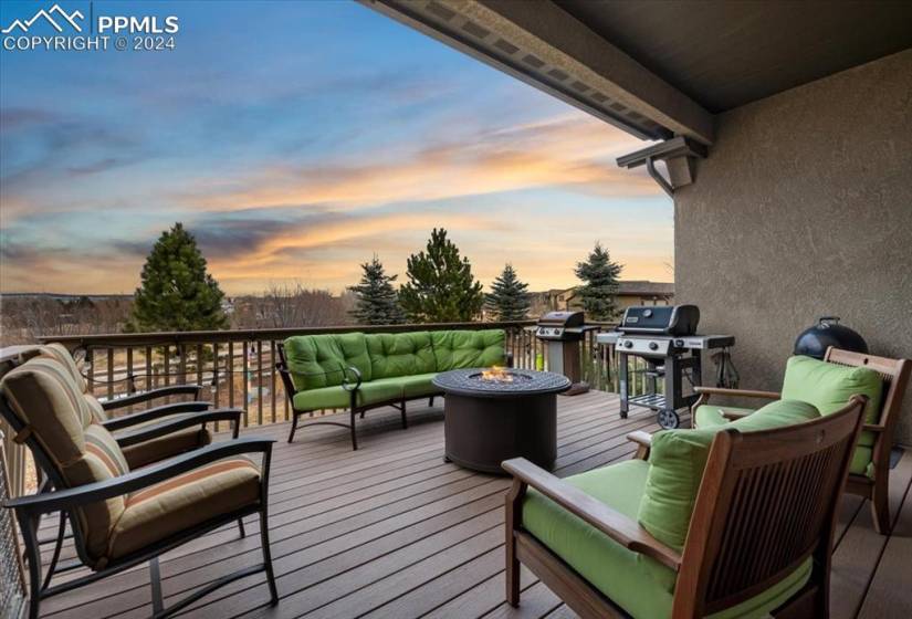 The backyard deck is a great place for relaxation and weekend BBQs.