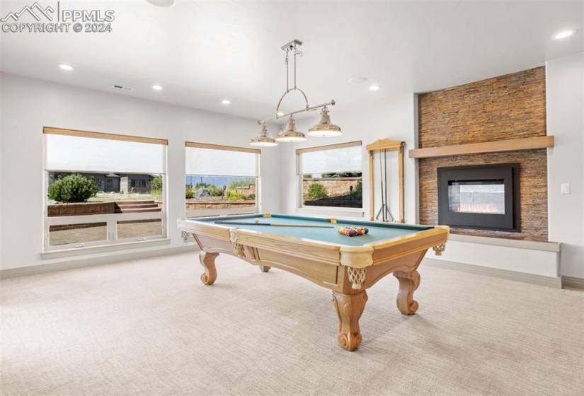 Lower level recreation/billiard room.