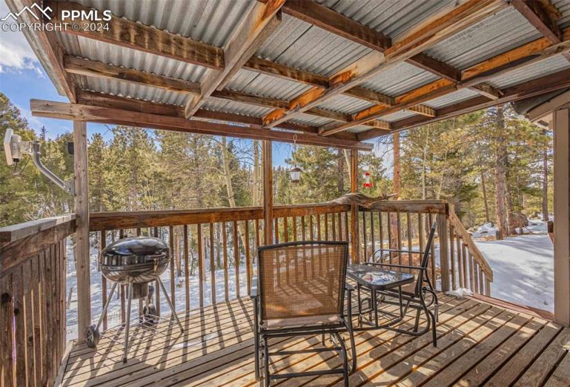 View of snow covered deck