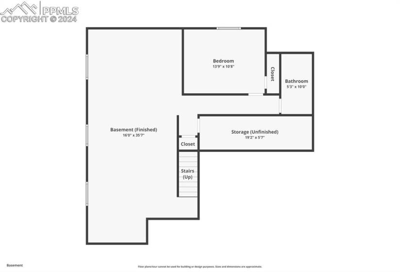 Floor plan- Basement featuring 4th bedroom, full bath, and ample storage.