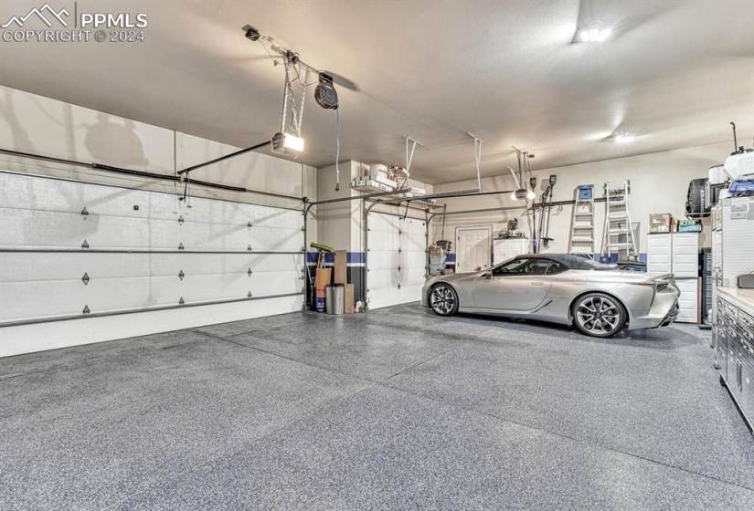 Garage with large garage door to accommodate your vehicles,