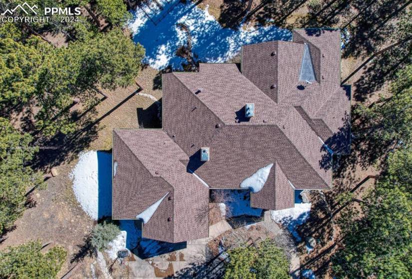 Drone / aerial view of a very well designed roof line