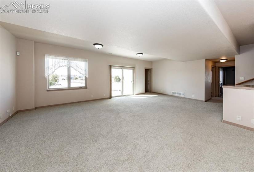 Large family/rec room in the finished basement with walk-out to a patio.