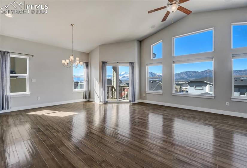 Great Room with Sweeping Mountain Range, Pikes Peak and Air Force Academy Views