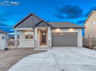 Fantastic views from this brand new, custom-built ranch in Lewis-Palmer School District.