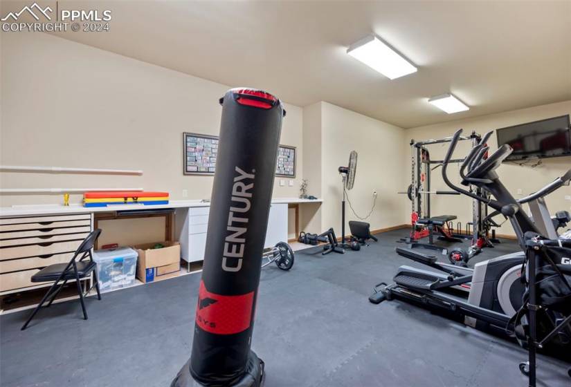 Exercise room featuring a workshop area