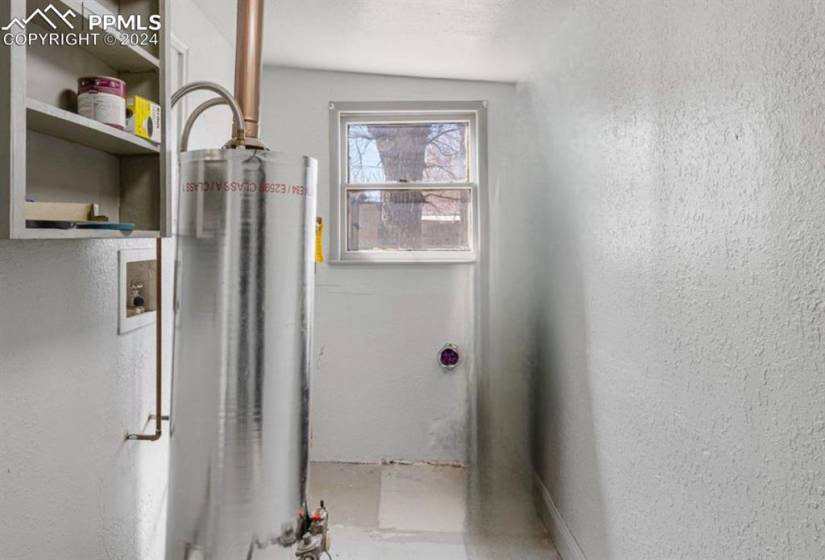 Utility room with water heater