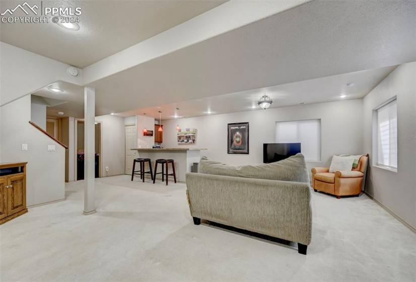 Basement Carpeted living room