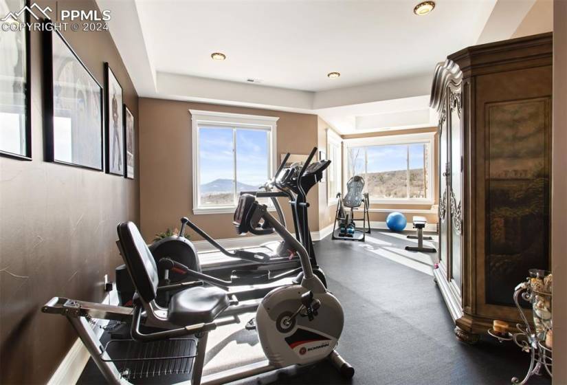 Two bedrooms share an ensuite on the lower level - one currently used as gym.