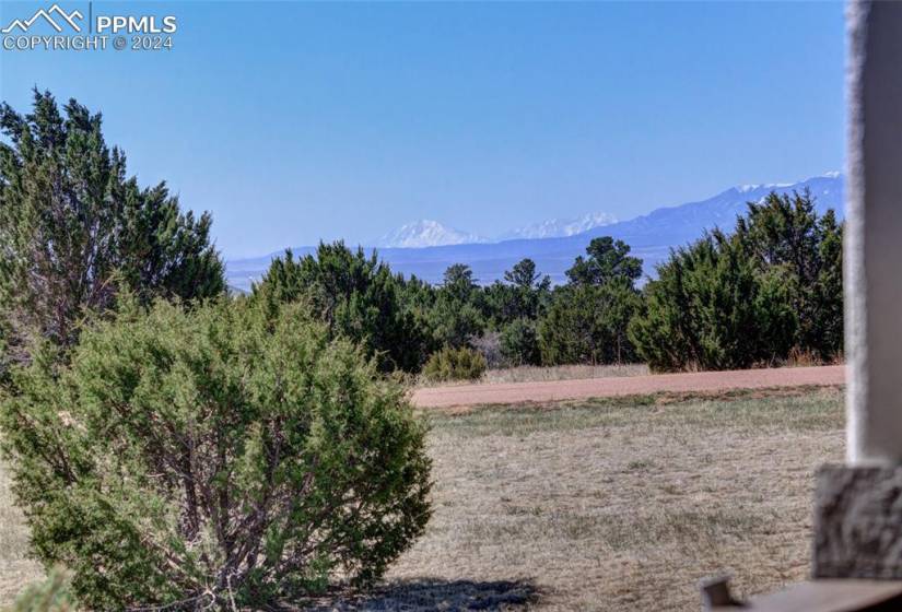 View of the Spanish Peaks from deck