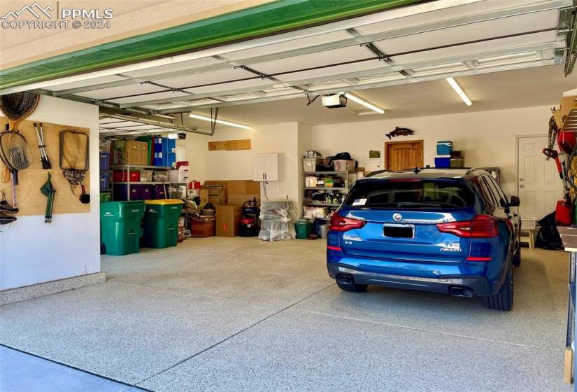 3- car garage with epoxy finished floor