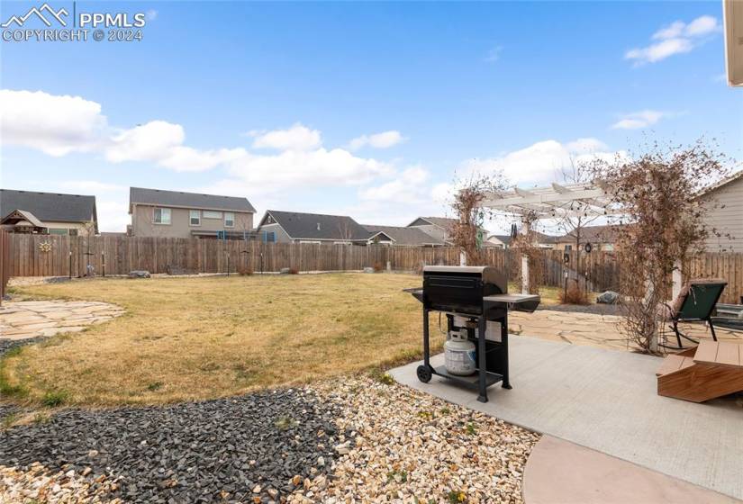 Lots of room for a cookout/entertaining in the backyard patio off kitchen