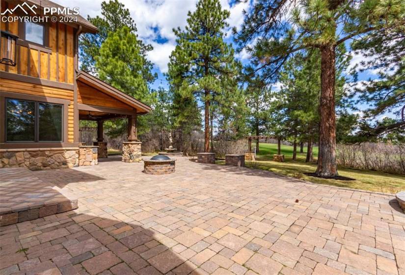 Stone patio and sun deck.