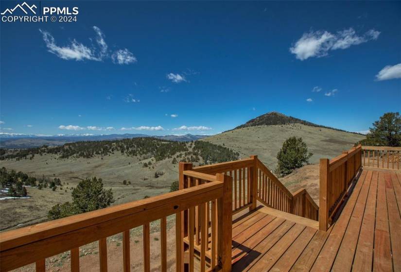 Wooden terrace with a mountain view