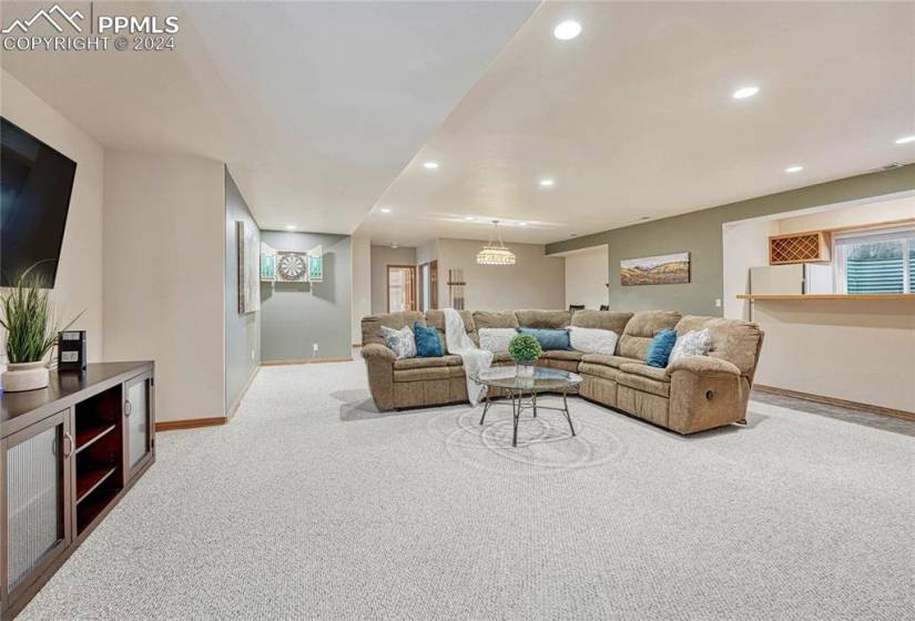 Basement Family/Rec Room with wet bar to serve your favorite drinks and snacks.