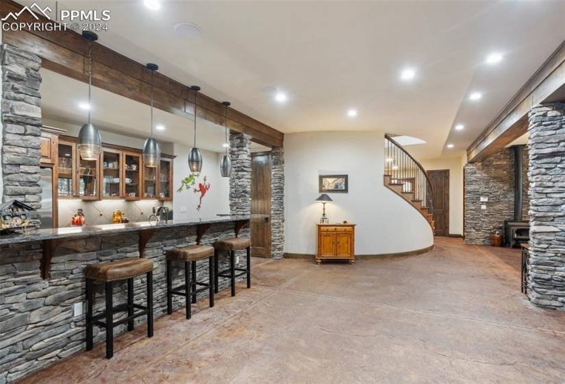 basement: Large Beautiful Wet Bar and theater/family room area