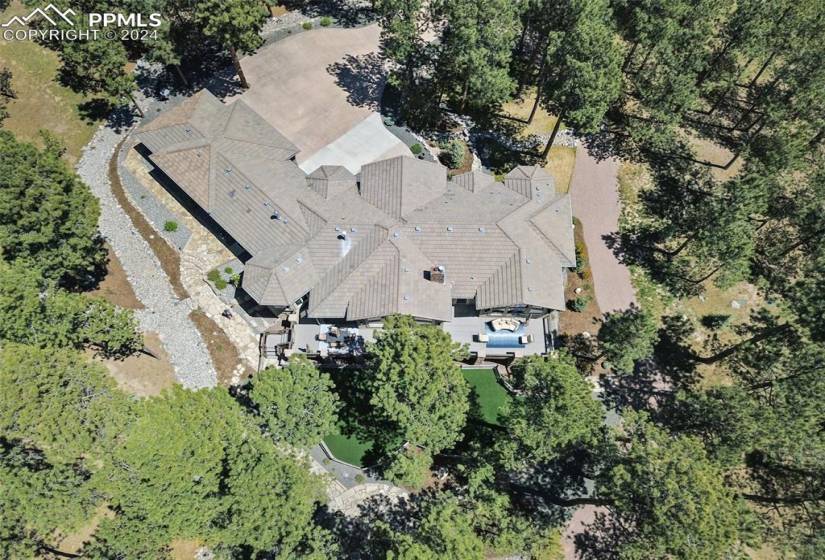 Aerial view of rear of home